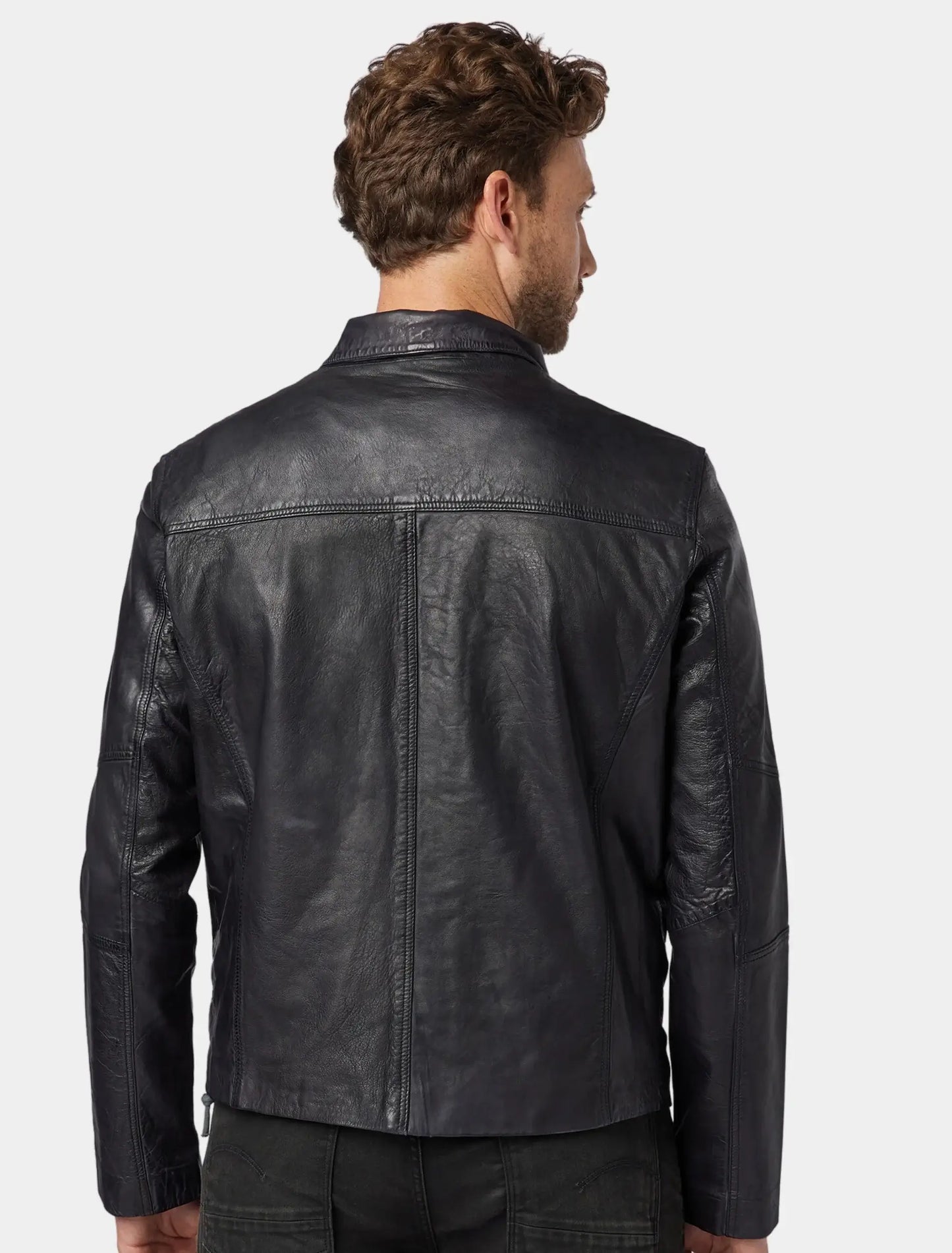 Classic Black Leather Trucker Jacket