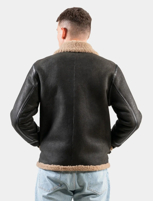Classic Brown Leather Shearling Aviator Jacket