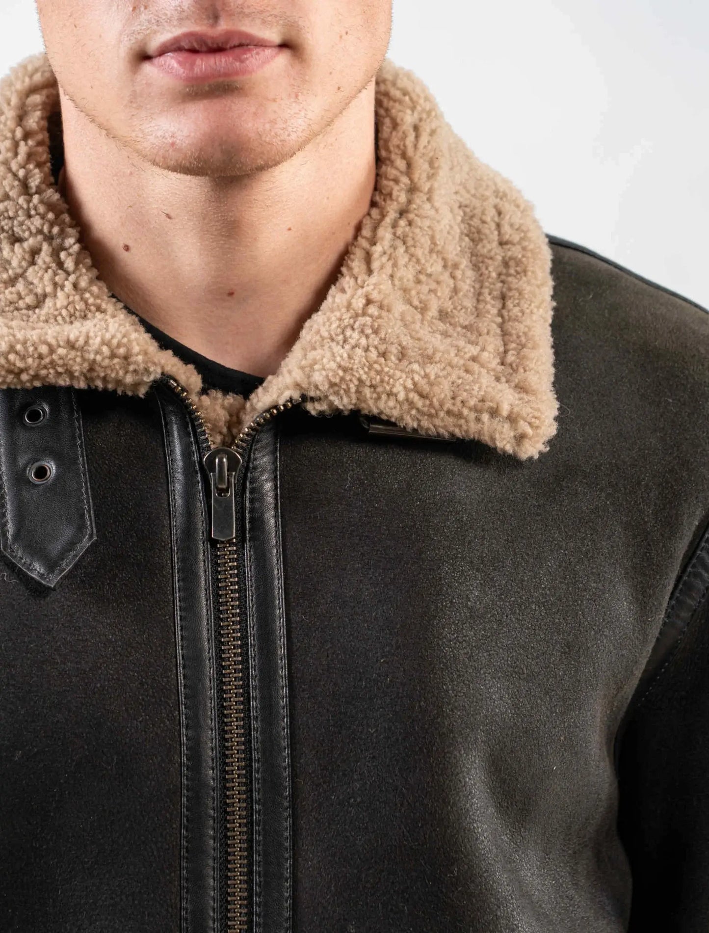 Classic Brown Leather Shearling Aviator Jacket