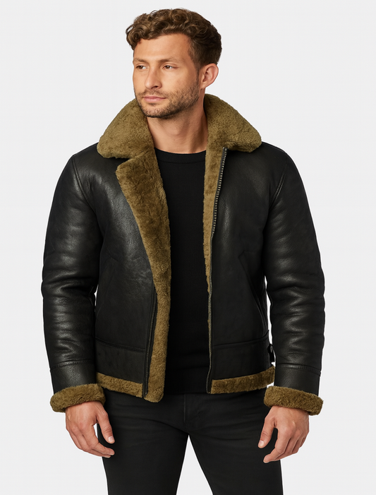 Mens B3 Flight Faux Shearling Leather Jacket